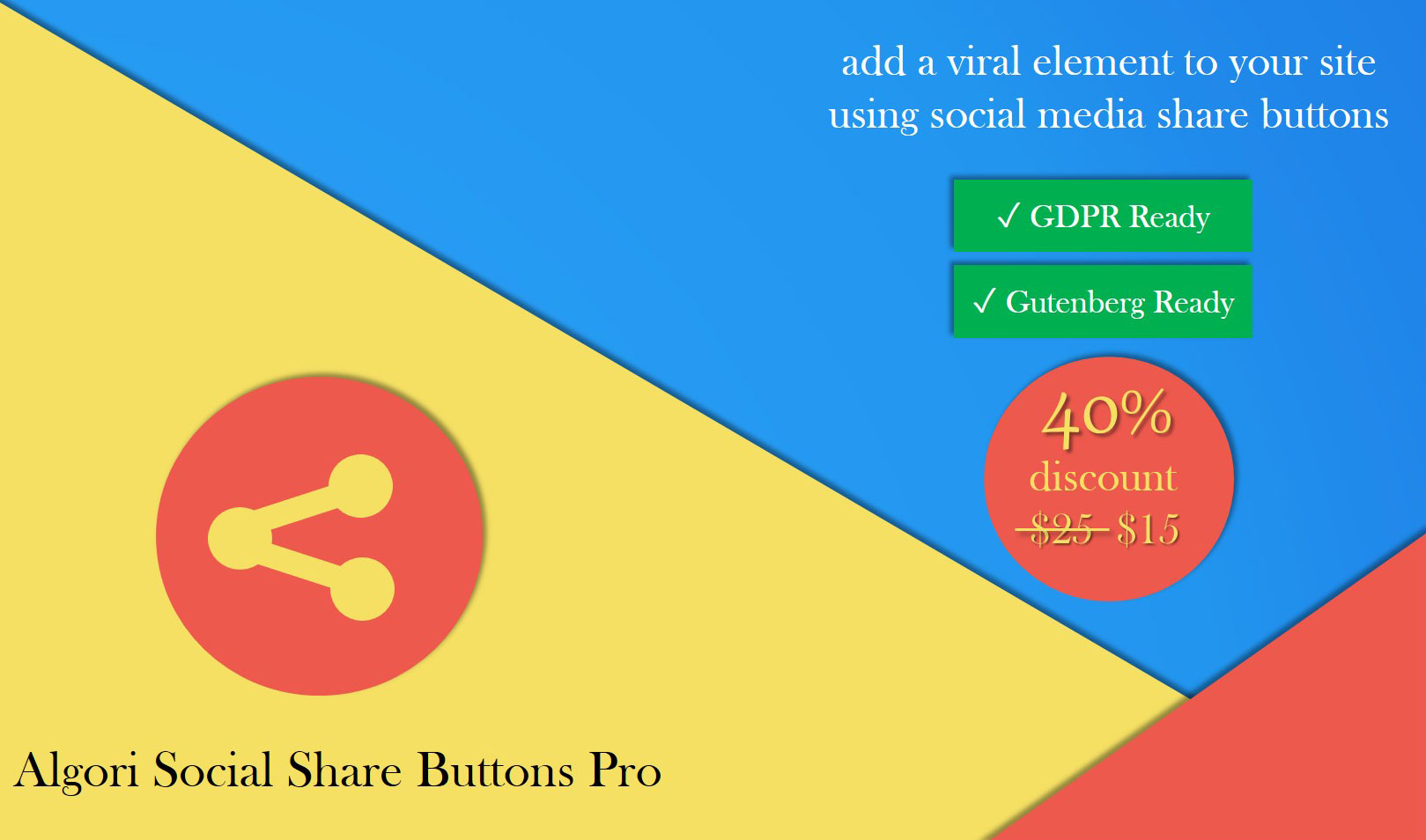 Algori Social Share Buttons Pro for WordPress Gutenberg