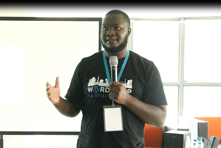 Kevin Bazira - Speaking at WordCamp Kampala 2018 - WordPress Gutenberg