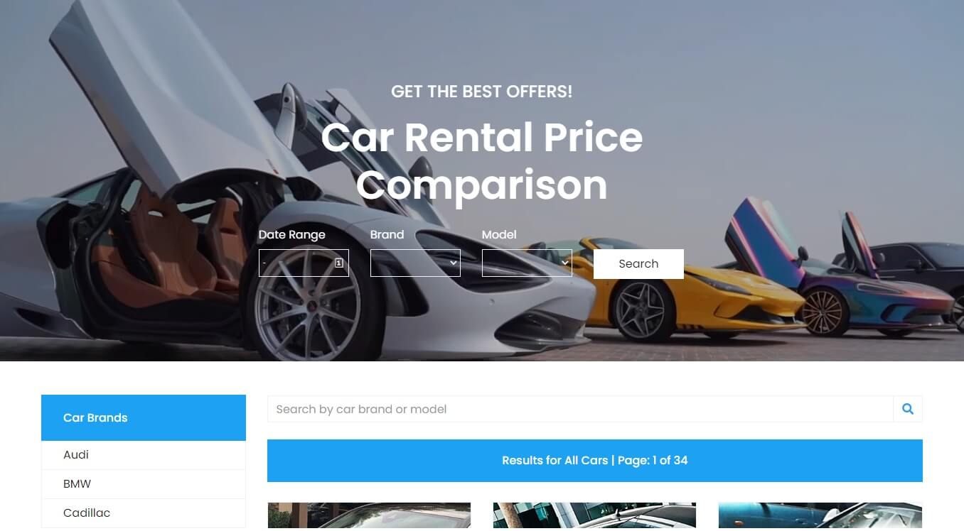 Car Rental Price Comparison Web Application